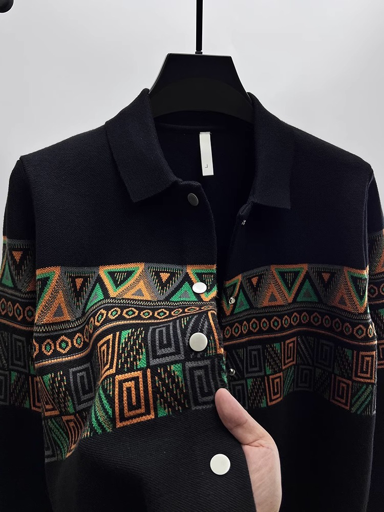 Urban Ethnic Fashion - Модный мужской вязаный кардиган с воротником,
